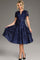 Mother of the Bride Dresses A Line Short Mother of the Bride Lace Tea Length Dress Navy