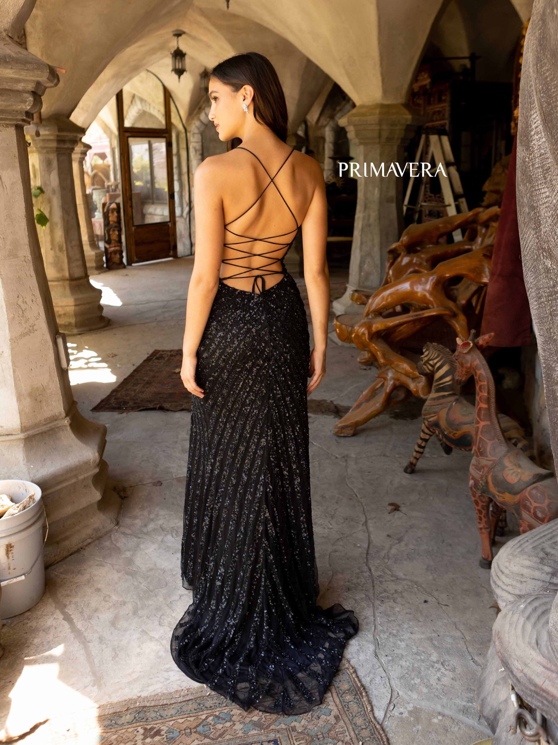 Primavera Couture 3943 Long Sequined Formal Prom Dress