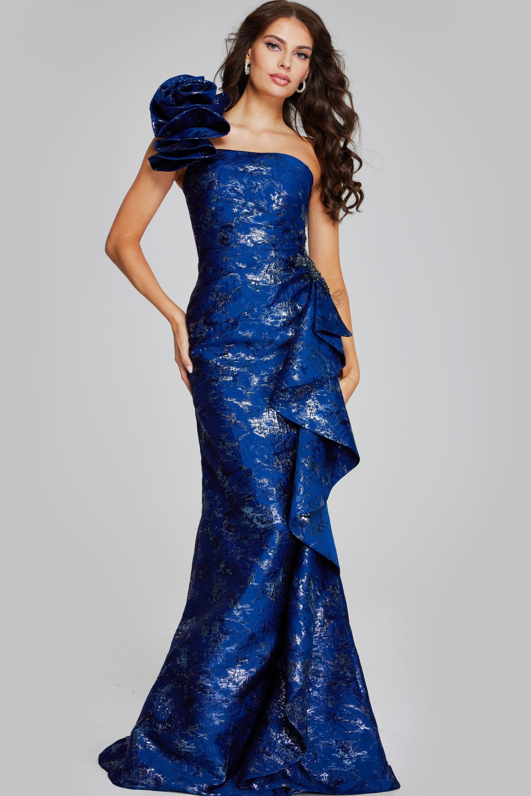 Jovani 39438 Long Mermaid Metallic Formal Evening Dress