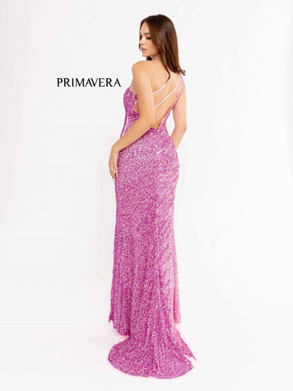 Prom Dresses Long Fitted Side Slit Asymmetrical Prom Dress Pink