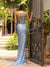 Prom Dresses Long Fitted Side Slit Prom Dress Bright Blue