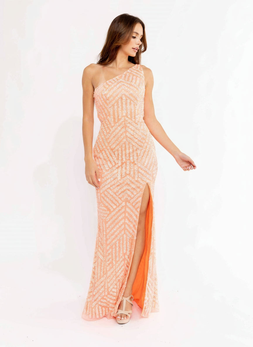 Prom Dresses Formal Prom Long Slit Evening Dress Coral