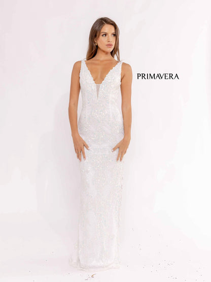 Prom Dresses  Fitted Beaded Sequins Long Prom Dress Ivory