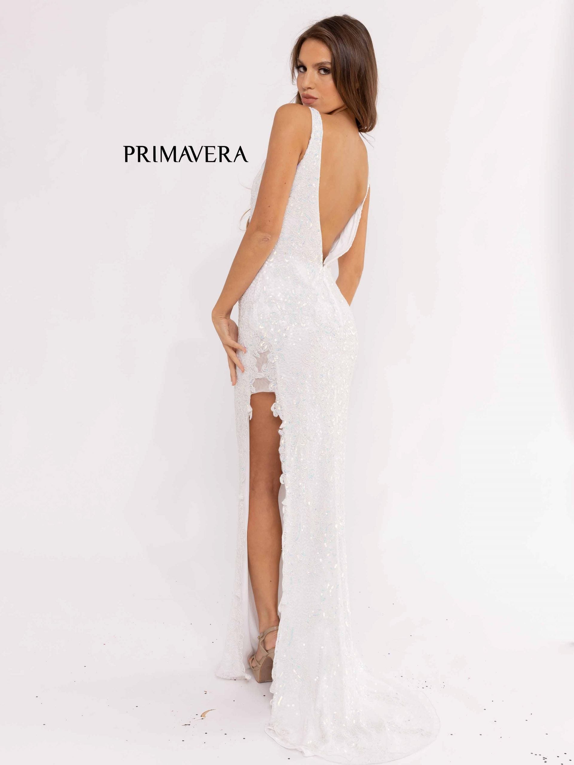 Prom Dresses Fitted Beaded Sequins Long Prom Dress Ivory