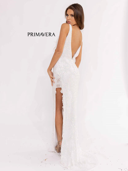 Prom Dresses Fitted Beaded Sequins Long Prom Dress Ivory