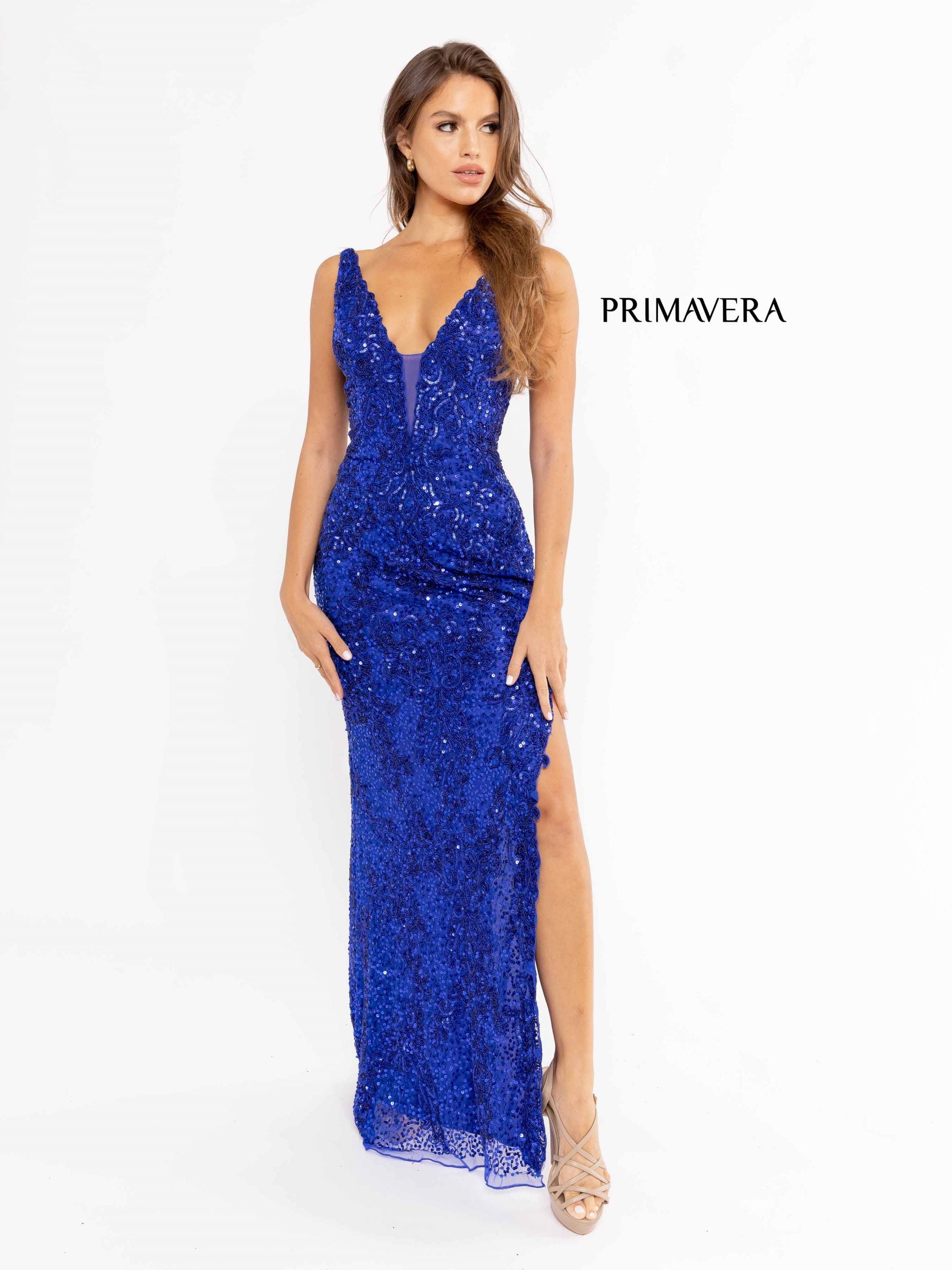 Prom Dresses Fitted Beaded Sequins Long Prom Dress Royal Blue