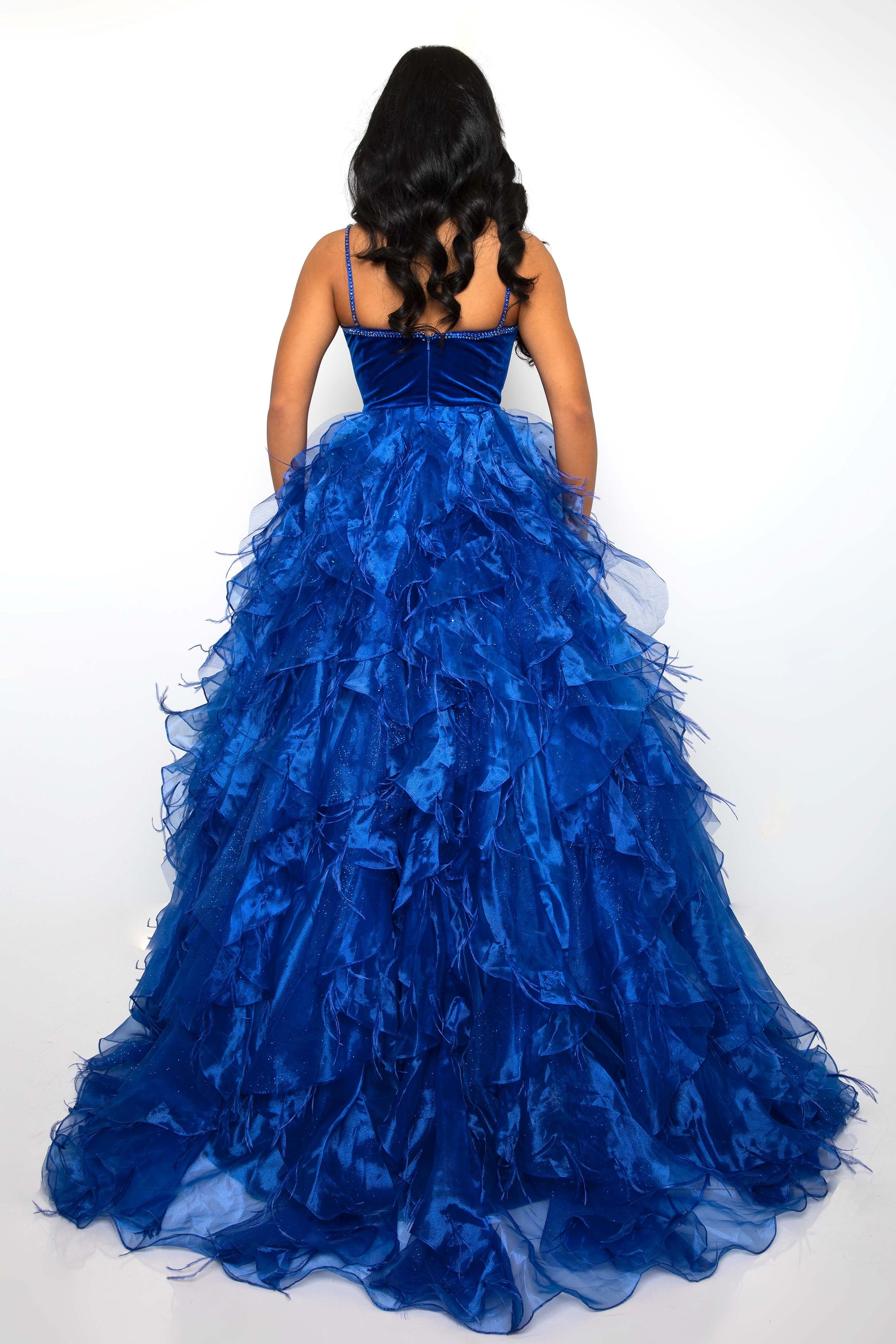 Prom Dresses Ruffle Skirt Long Prom Dress Royal