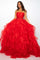 Prom Dresses Glitter Ruffle Skirt Long Prom Dress Red