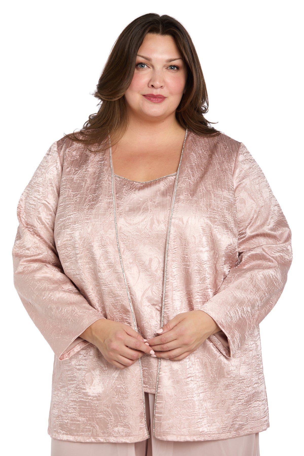 Plus Size Dresses Two Piece Long Formal Pantsuit Petal/Pink