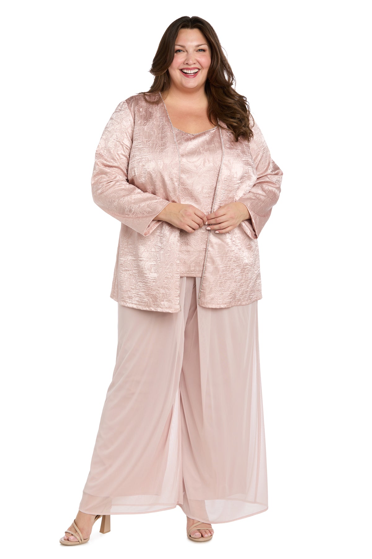Plus Size Dresses Two Piece Long Formal Pantsuit Petal/Pink