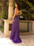 Prom Dresses Sequins Long Prom Slit Dress Purple
