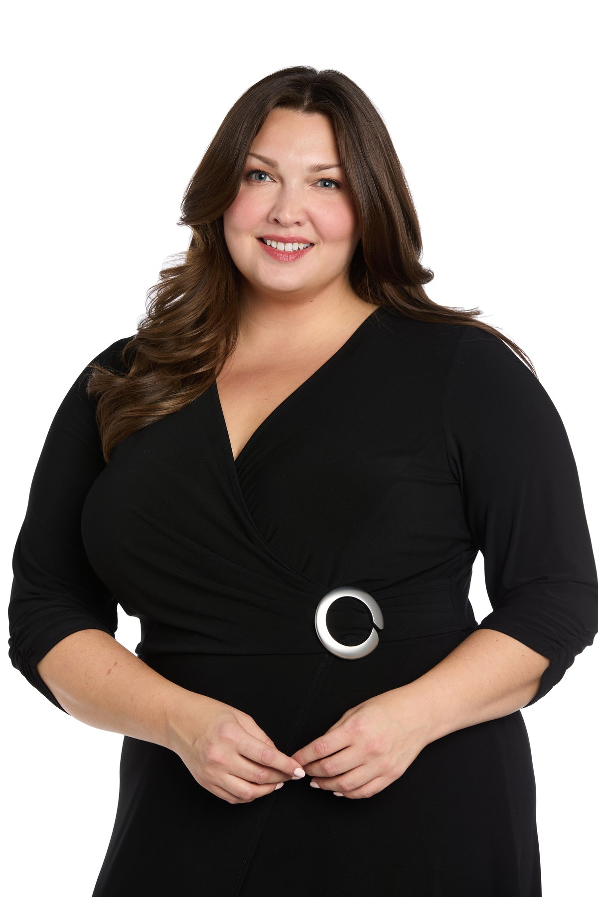 Plus Size Dresses Short Metallic Midi Cocktail Plus Size Dress R&M Richards 3961W Black