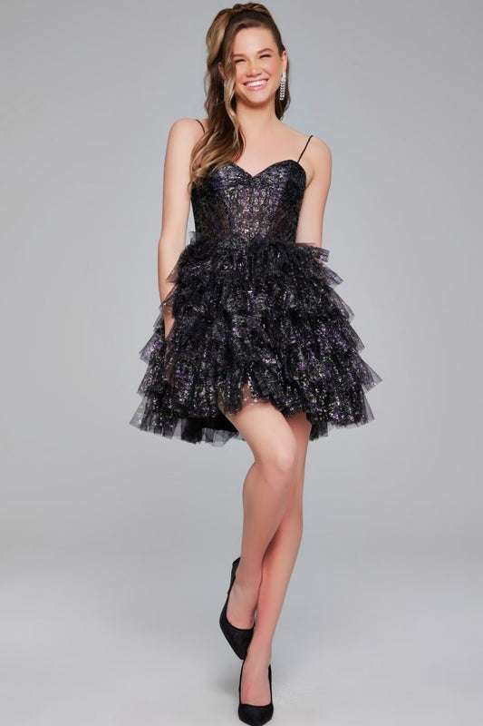 Cocktail Dresses Sequin Ruffle Short Cocktail Dress Black