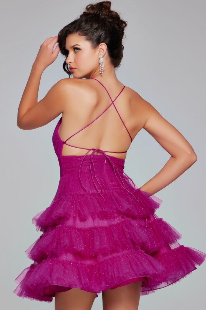 Jovani 39655 A Line Ruffle Short Cocktail Dress