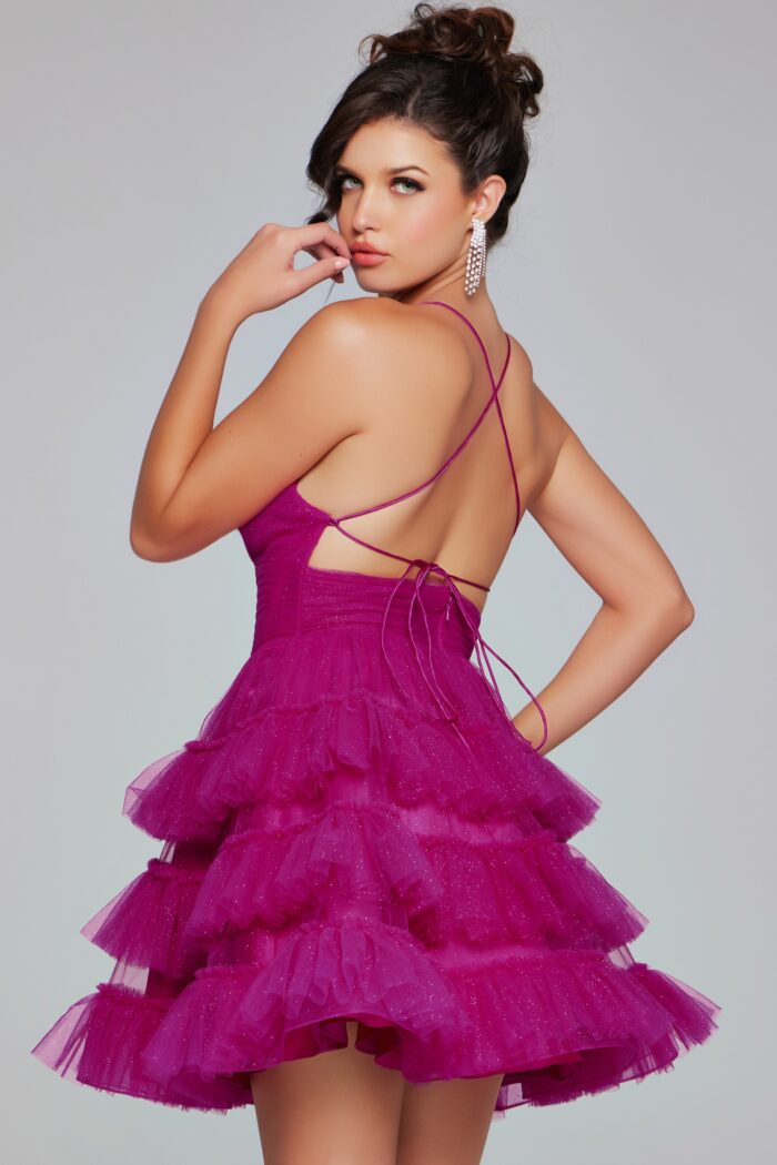 Cocktail Dresses A Line Ruffle Short Cocktail Dress Fuchsia