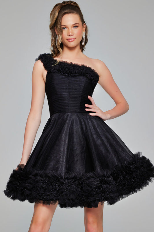 Cocktail Dresses A Line Short Homecoming One Shoulder Cocktail Dress Black