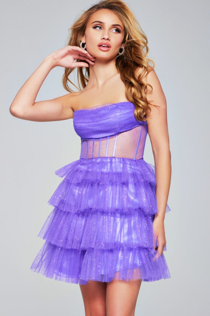 Cocktail Dresses Homecoming Short Sequin Corset Cocktail Dress Purple