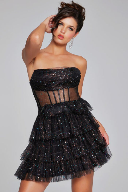 Cocktail Dresses Homecoming Short Sequin Corset Cocktail Dress Black