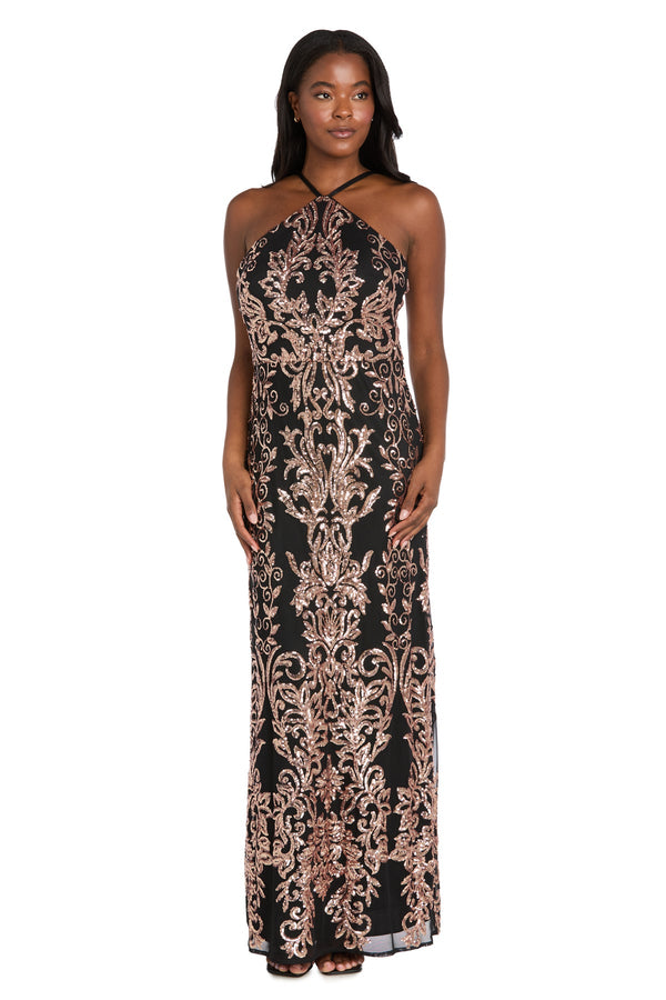 Halter Long Sequin Formal Gown by R&M Richards 3968
