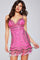 Cocktail Dresses Short Beaded V Neckline Fitted Sequin Cocktail Dress  Neon-Pink