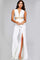 Pant Suit Long Waist Detail High Slit Formal Pant Suit  Ivory