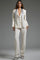 Pant Suit Long Beaded Blazer Top Formal Pant Suit Ivory
