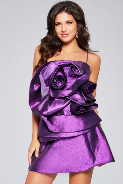 ワンピース ETMON Slip Pointed Pleats Dress, Purple Halter neck chiffon purple dress