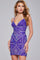 Cocktail Dresses Printed Short Beaded Cocktail Dress  Purple