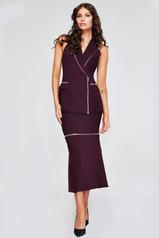 Cocktail Dresses Short Slit Detail Fit Cocktail Dress Plum