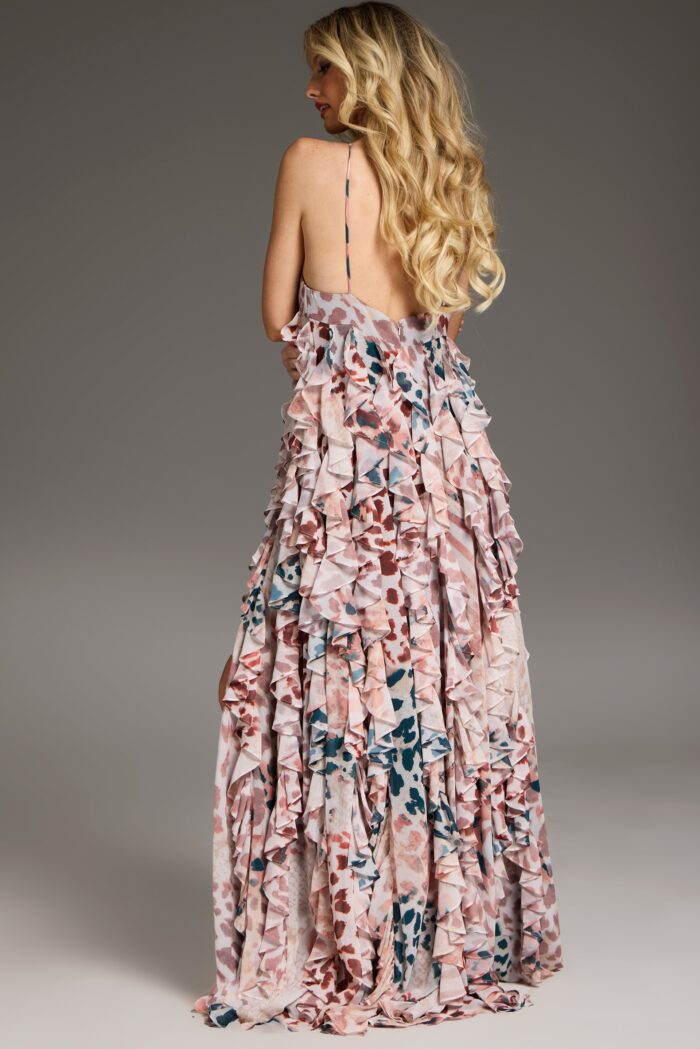 Prom Dresses Long Ruffle Formal Prom Dress Print