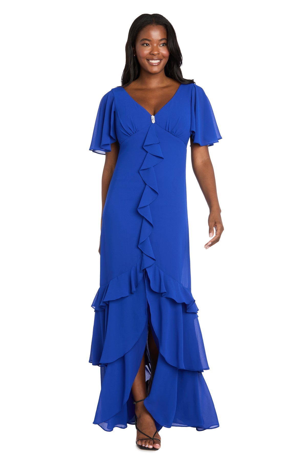 Formal Dresses Long Ruffle Formal Dress R&M Richards 3982 Cobalt