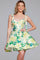 Cocktail Dresses A Line Homecoming Short Printed Cocktail Dress Green/Yellow Print
