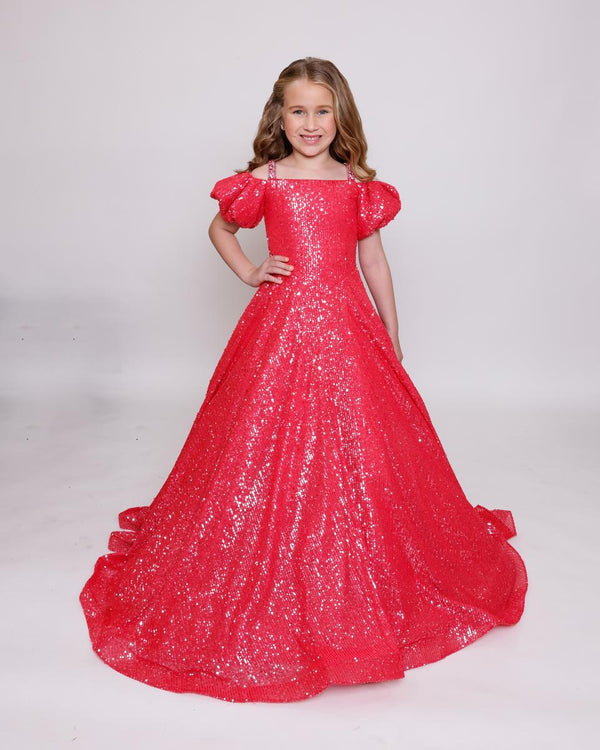 Square Floor-Length Sequin Special Occasion Ball Gown Ava Presley 39884