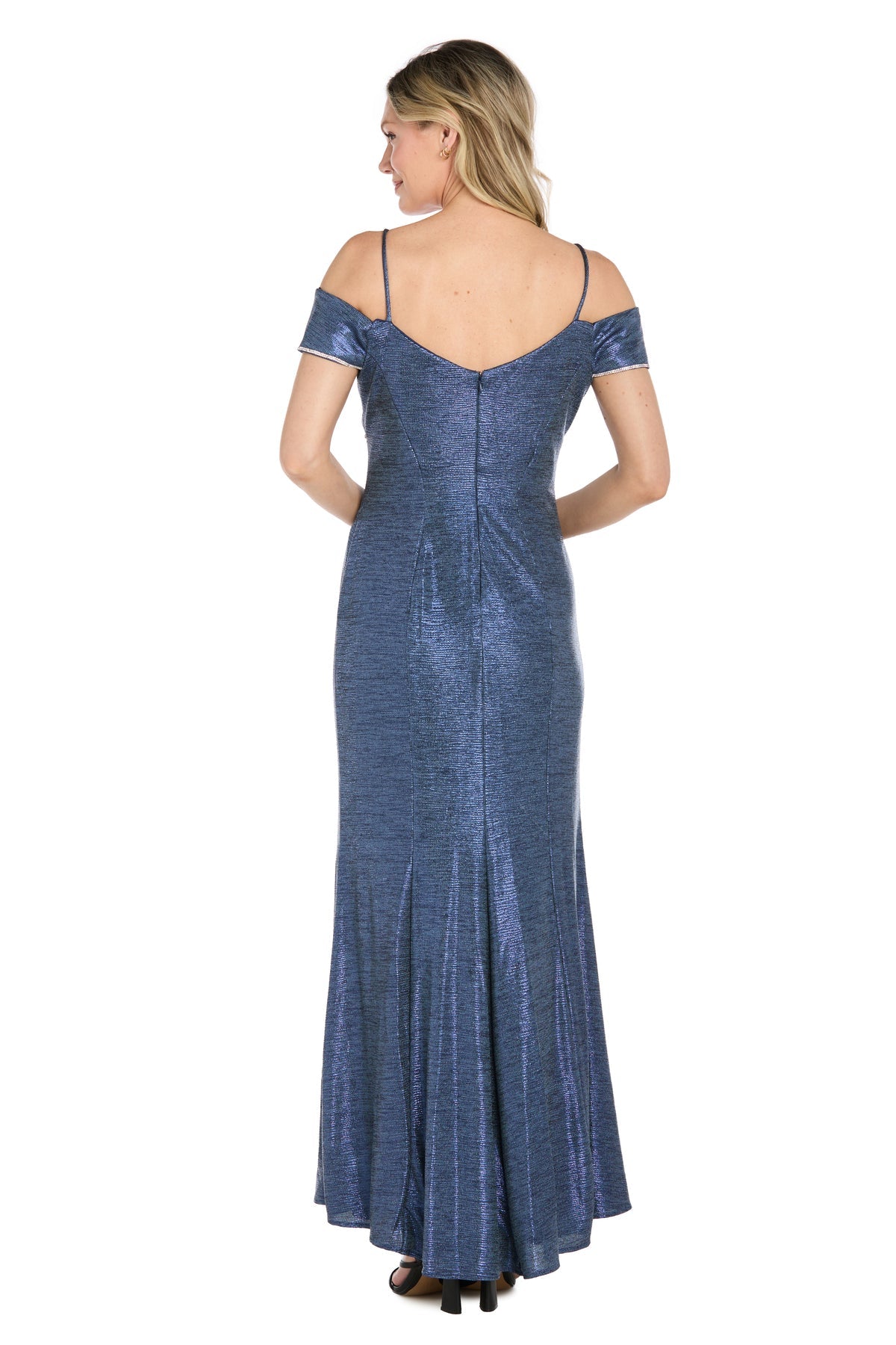 Off-the-Shoulder Floor-Length Satin Evening Sheath R&M Richards 3990