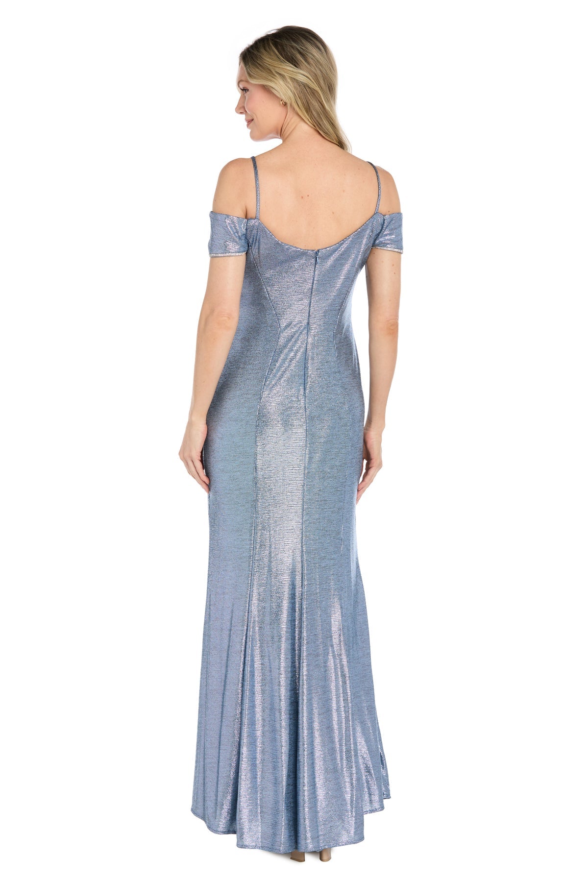 Off-the-Shoulder Floor-Length Satin Evening Sheath R&M Richards 3990