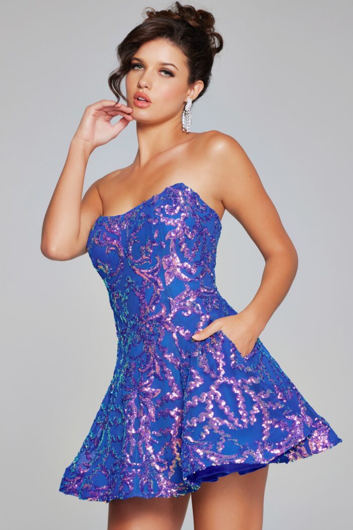 Cocktail Dresses A Line Short Sequin Cocktail Dress Iridescent Ocean