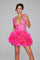 Cocktail Dresses Homecoming Short Ruffle Cocktail Dress Neon-Pink