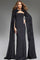 Formal Dresses Fitted Long Beaded Cape Formal Dress Black