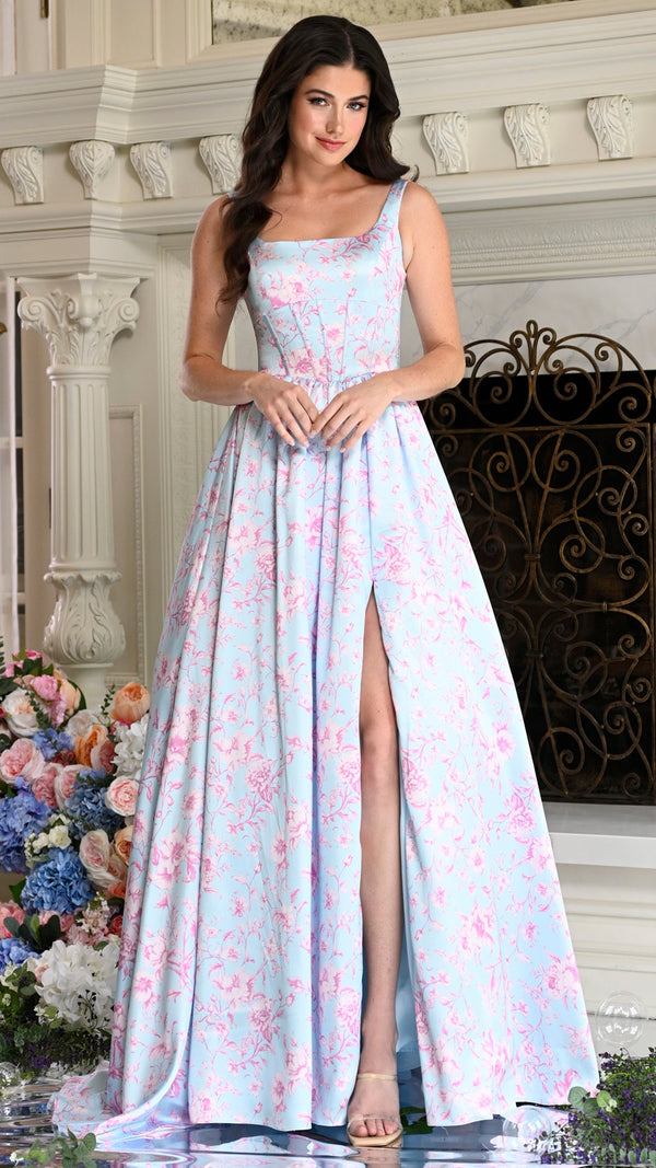 Square Floor-Length Satin Formal A-Line Colors 3996