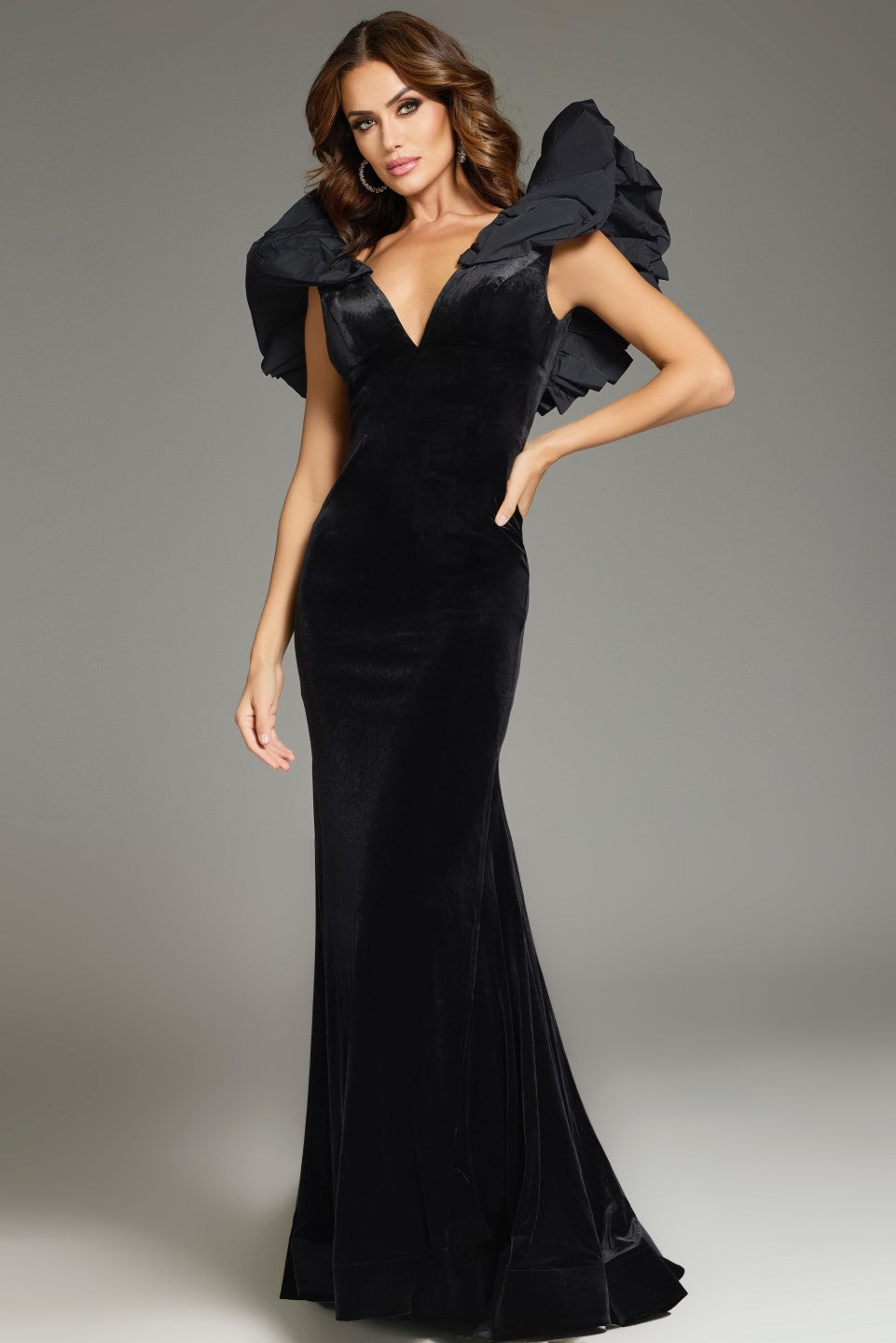 Formal Dresses Fitted Long Velvet Formal Evening Dress Black