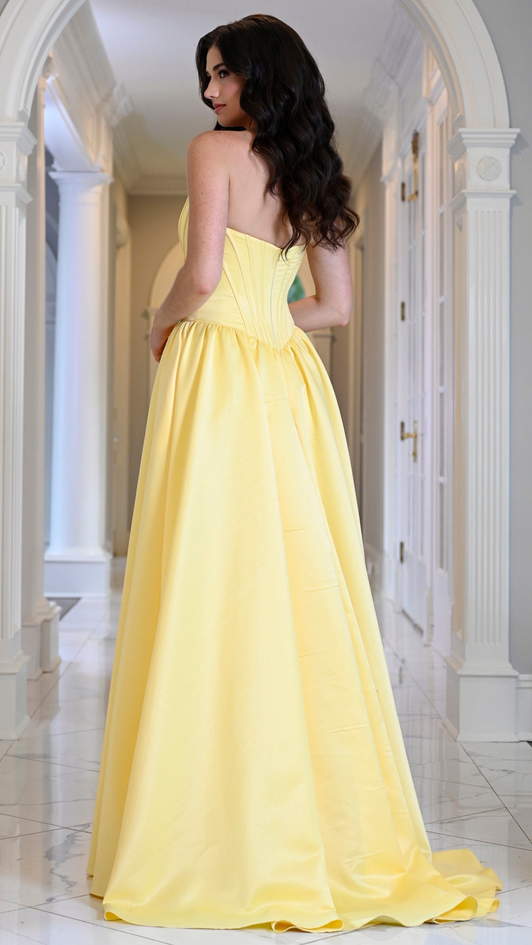 Strapless Curved Neck Floor-Length Satin Occasion Ball Gown Colors 3997