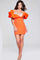 Cocktail Dresses Short Ruffle Sleeve Beaded Cocktail Dress  Orange