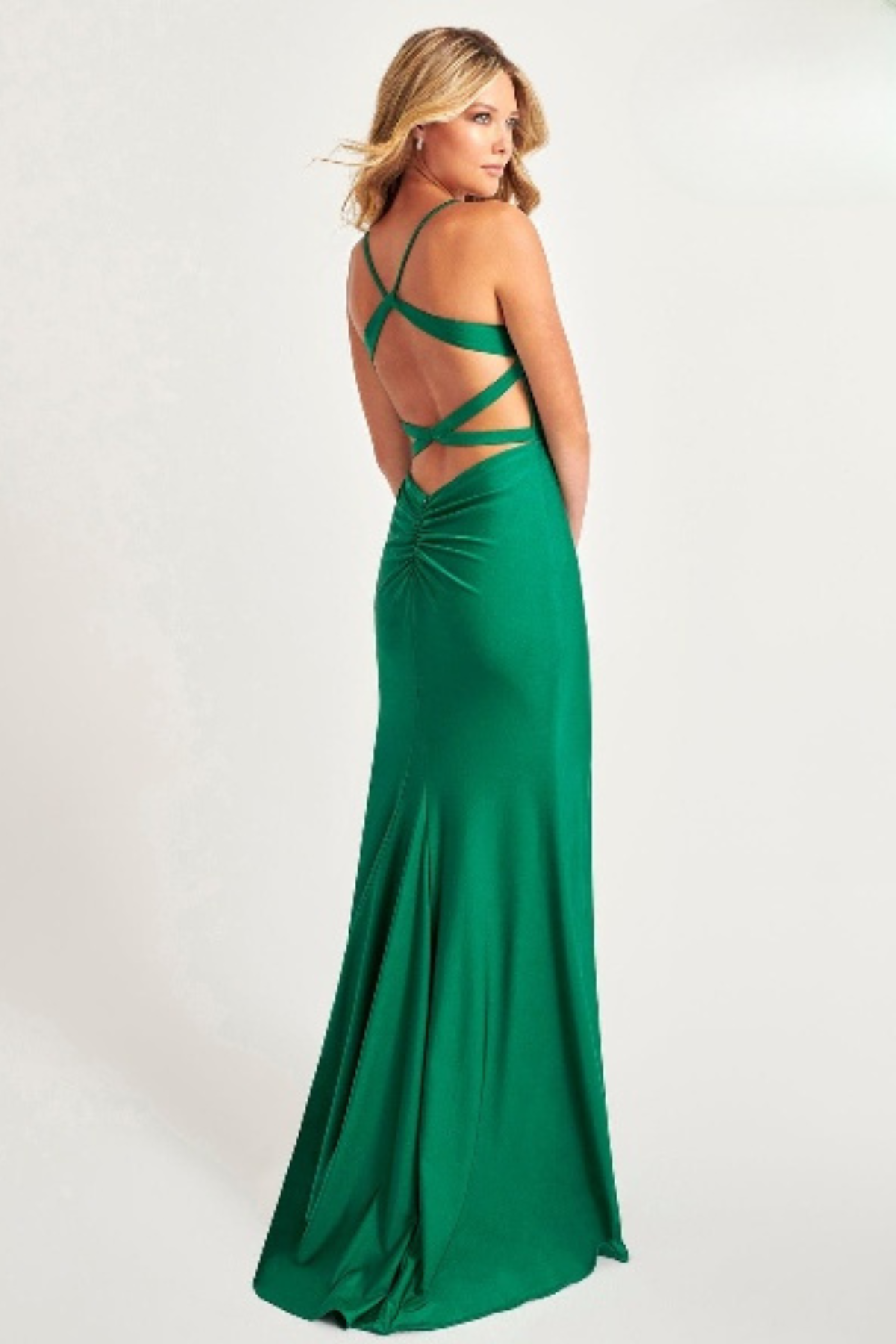 Prom Dresses Formal Long Ruched Slit Evening Prom Dress Dark Emerald