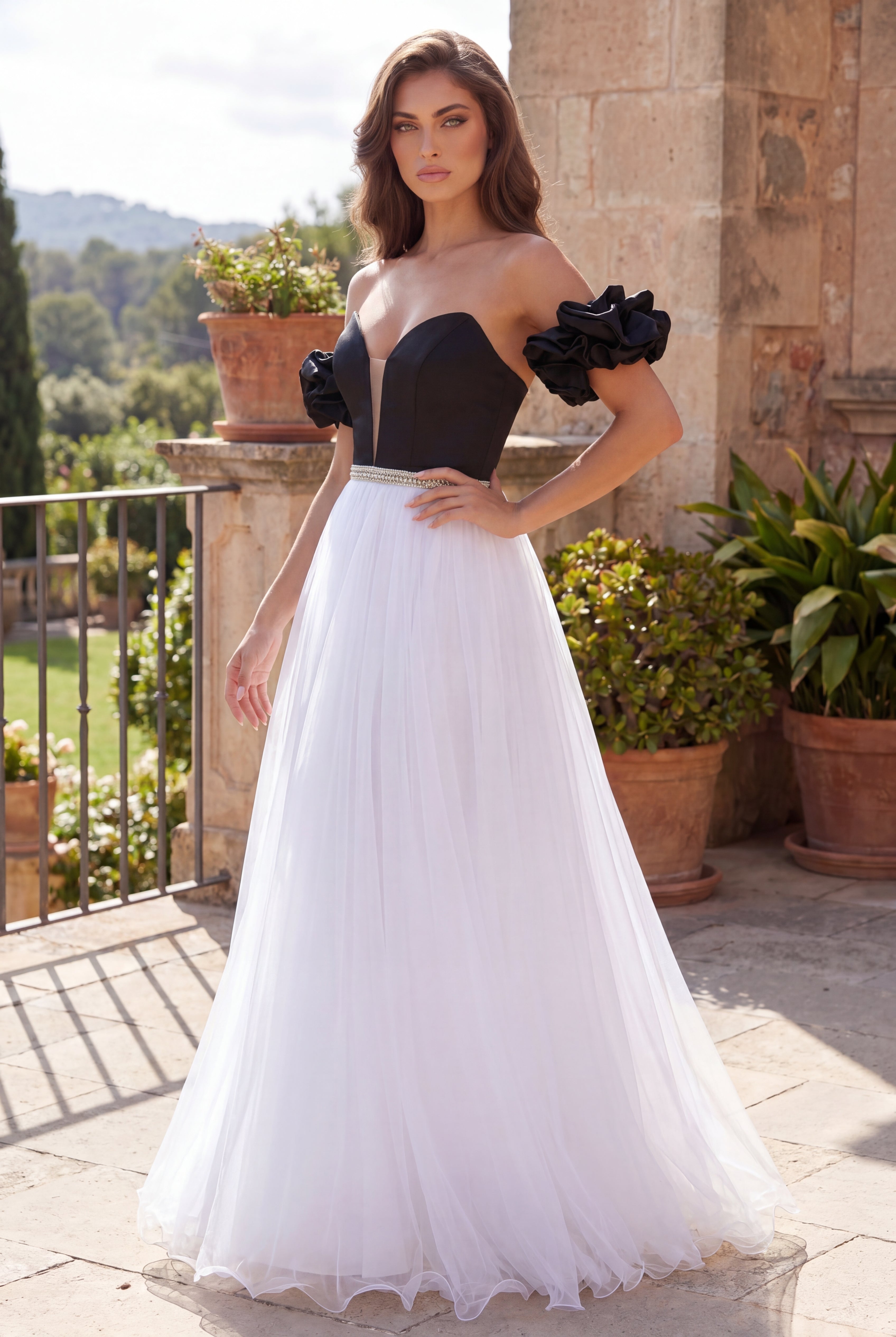 Long Off Shoulder Ball Gown Prom Dress