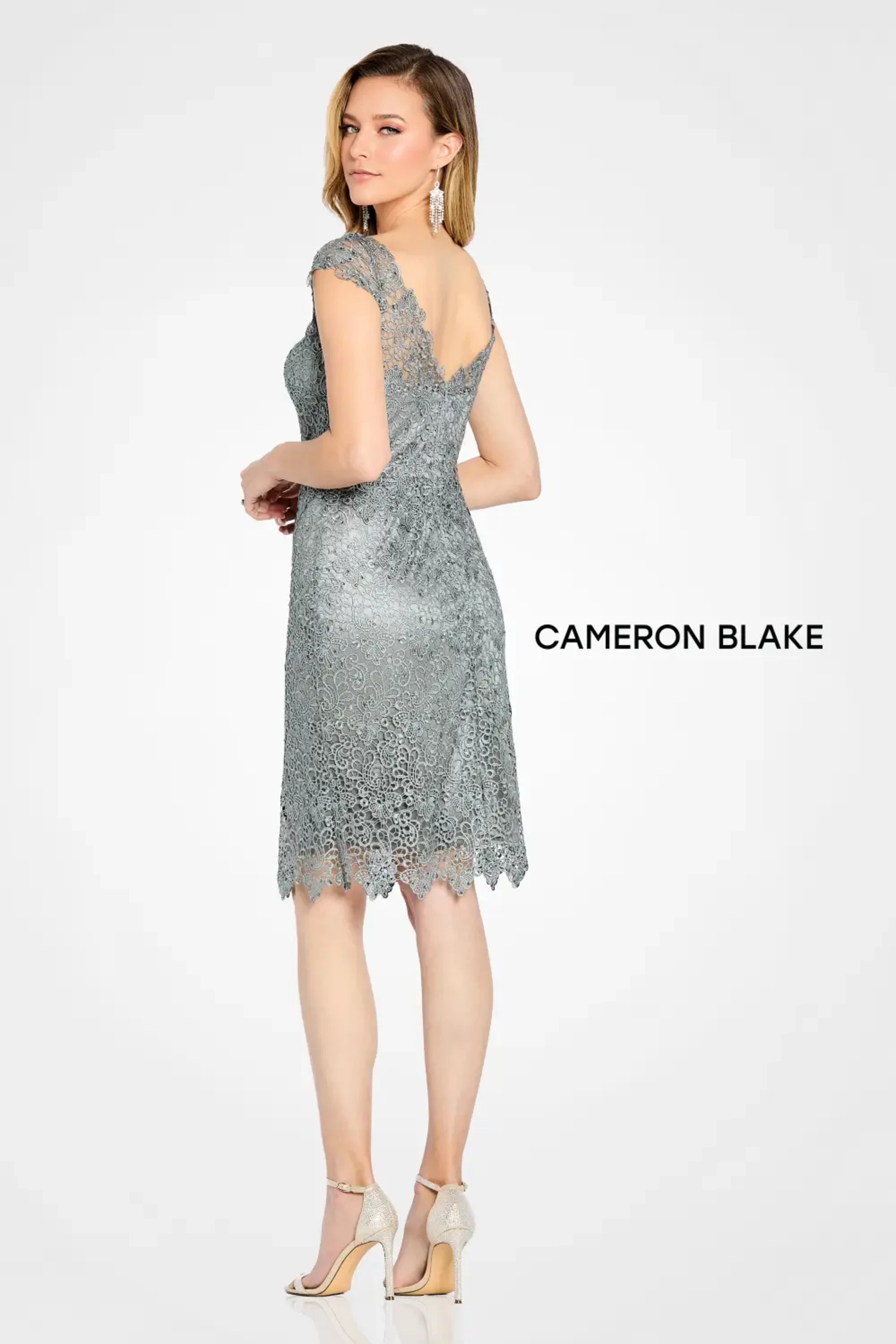 Mother of the Bride Dresses Short Mother of the Bride Beaded Lace Dress Pewter
