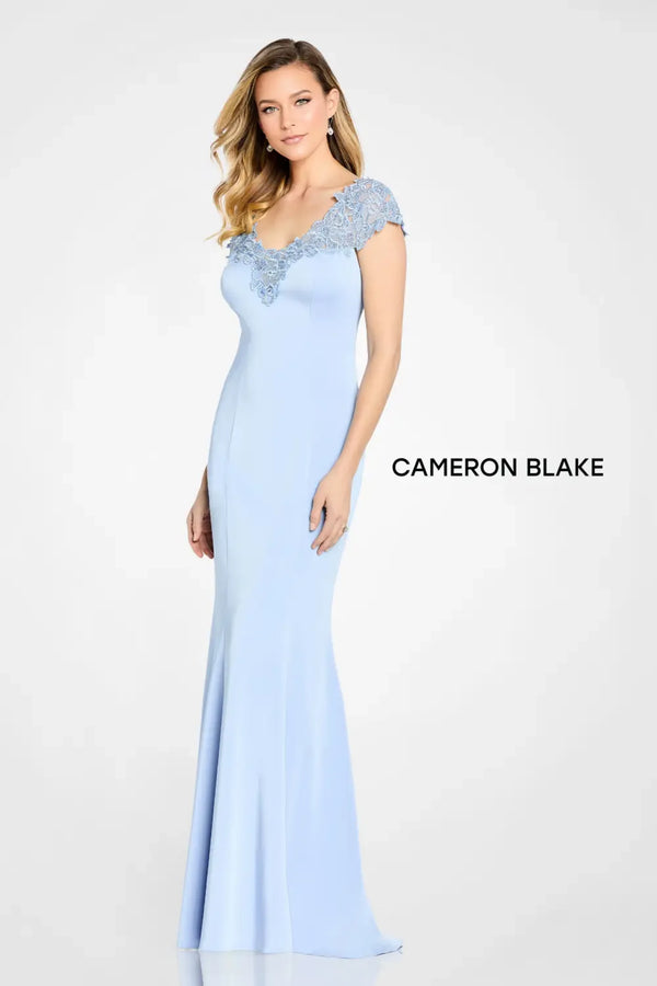 Cameron Blake CB112 Long Formal Beaded Lace Evening Dress