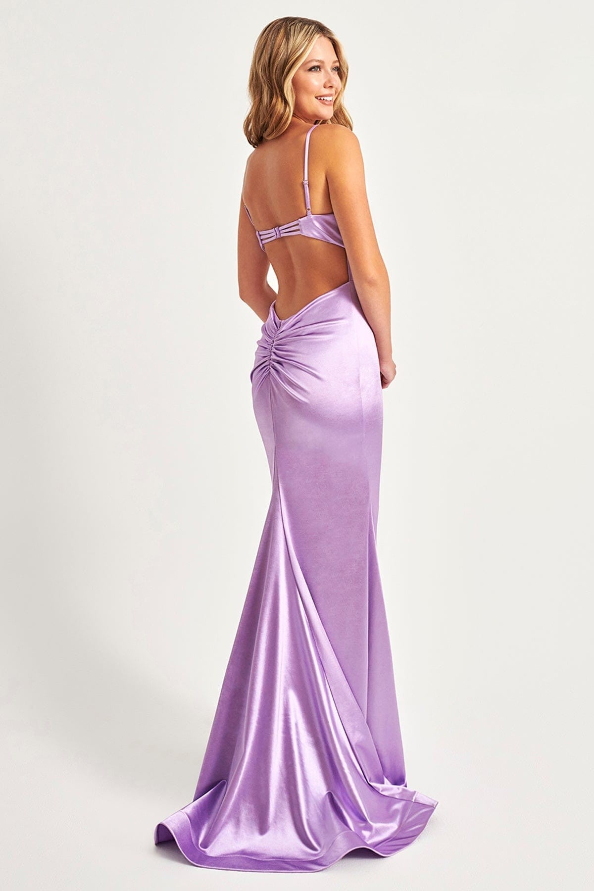 Prom Dresses Long Prom Ruched Slit Formal Evening Dress Lilac