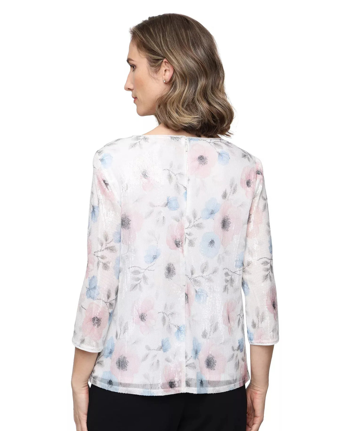Petite Printed Sequin Mock Twinset with Attached Jacket Alex Evenings 82961034