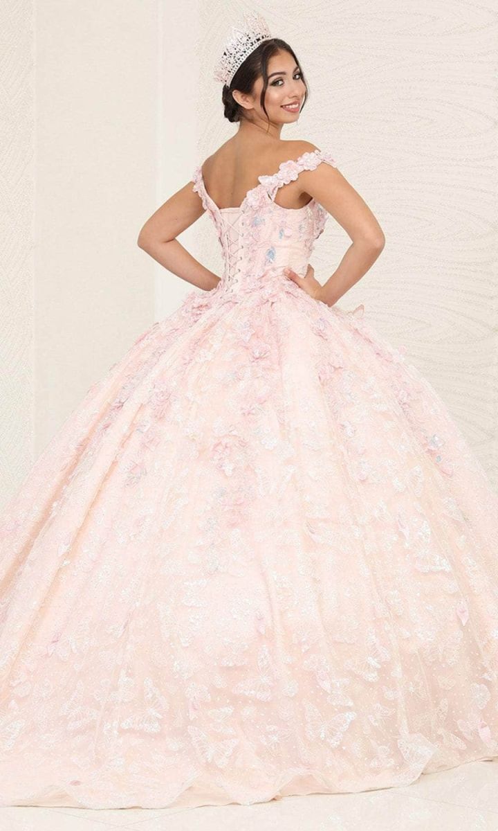 Off-the-Shoulder Floor-Length Tulle Quinceañera Ball Gown May Queen LK259