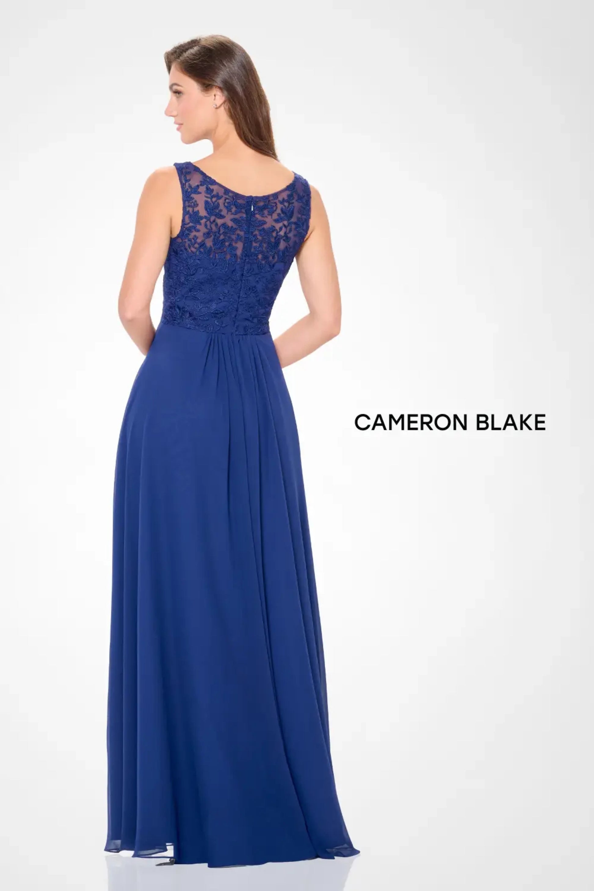 Cameron Blake CB3239 Long A Line Evening Formal Pleated Dress